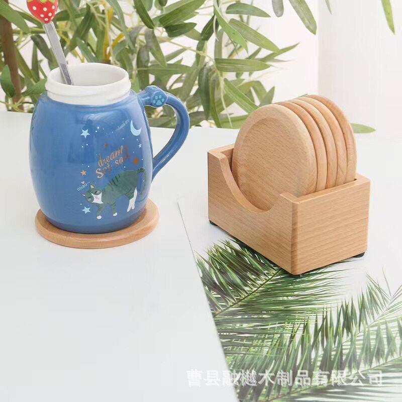 木质桌面咖啡杯垫实木套装餐桌隔热垫简约圆形碗碟底座垫