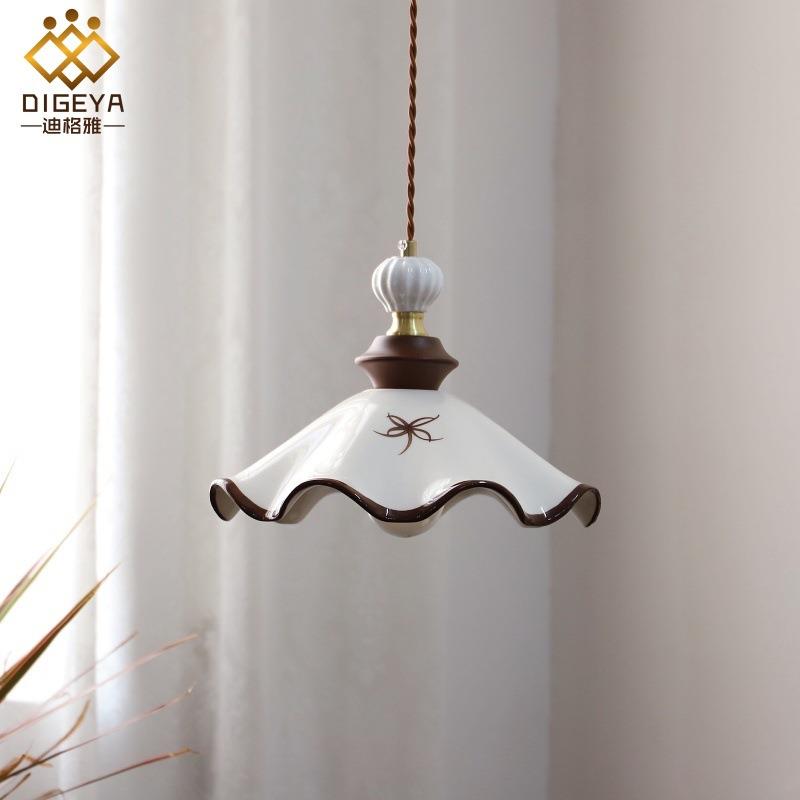 迪格雅复古手绘陶瓷吊灯法式奶油风餐厅床头玄关入户民宿茶室吊灯