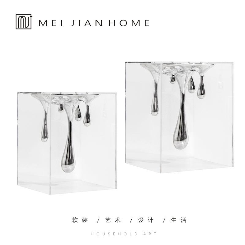 简约现代轻奢创意罩子水滴摆件样板间客厅卧室电视柜室内软装饰品