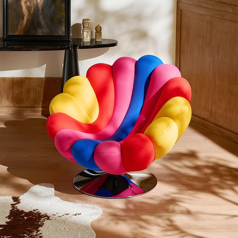 网红设计师单人沙发椅旋转休闲彩虹海葵椅小户型客厅阳台懒人沙发