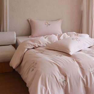 法式田园风花卉刺绣超柔保暖寝具床品纯棉长绒棉磨毛四件套