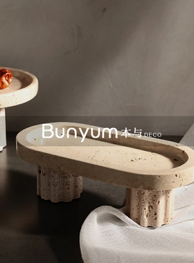 简约轻奢样板间售楼处托盘摆件餐厅餐桌电视柜茶几高脚.果盘黄洞