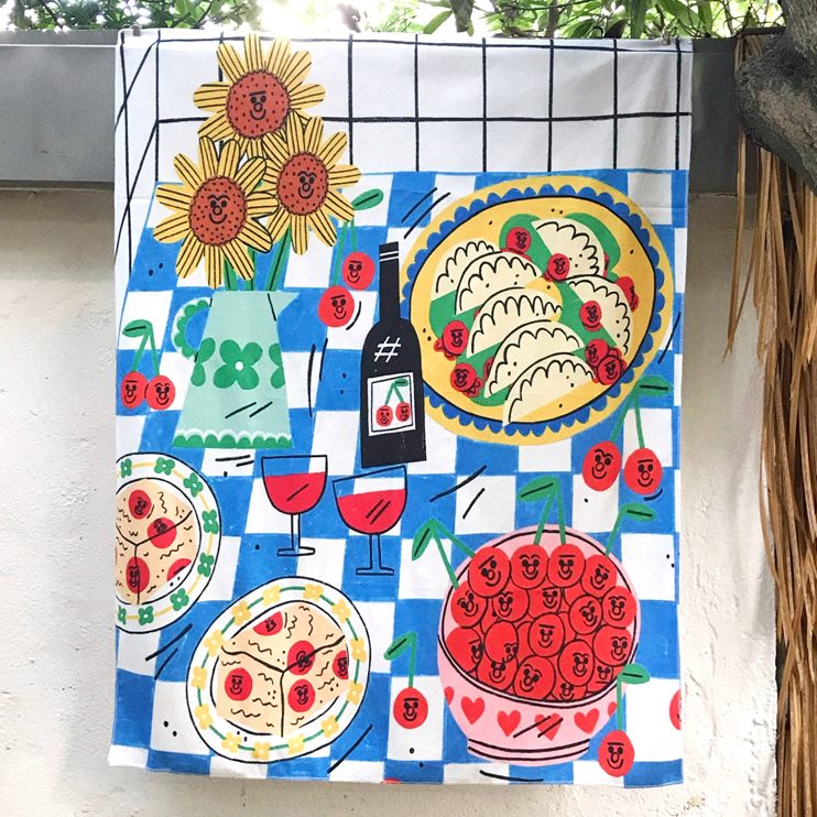 吉吉 挂画田园物餐厅民宿背景布餐定制挂毯ins野食卧室马挂布装饰图片