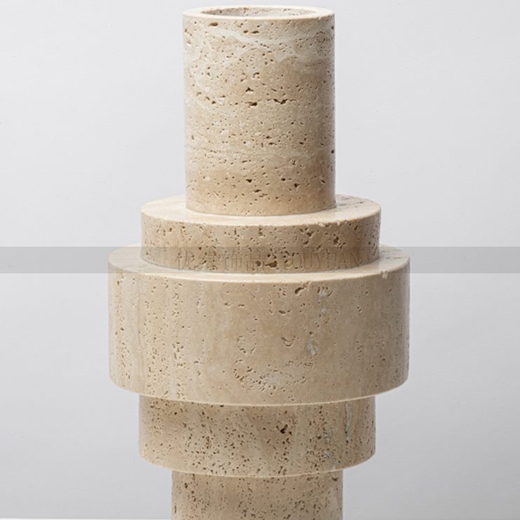 创意花瓶售楼部软装样板房摆件洞轻奢家居饰品黄极简石大理石花器