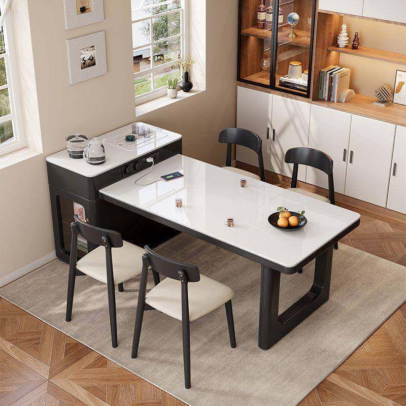 多功能一体全折叠小户型岛台餐桌现代极简风设计实木餐桌椅小岛台