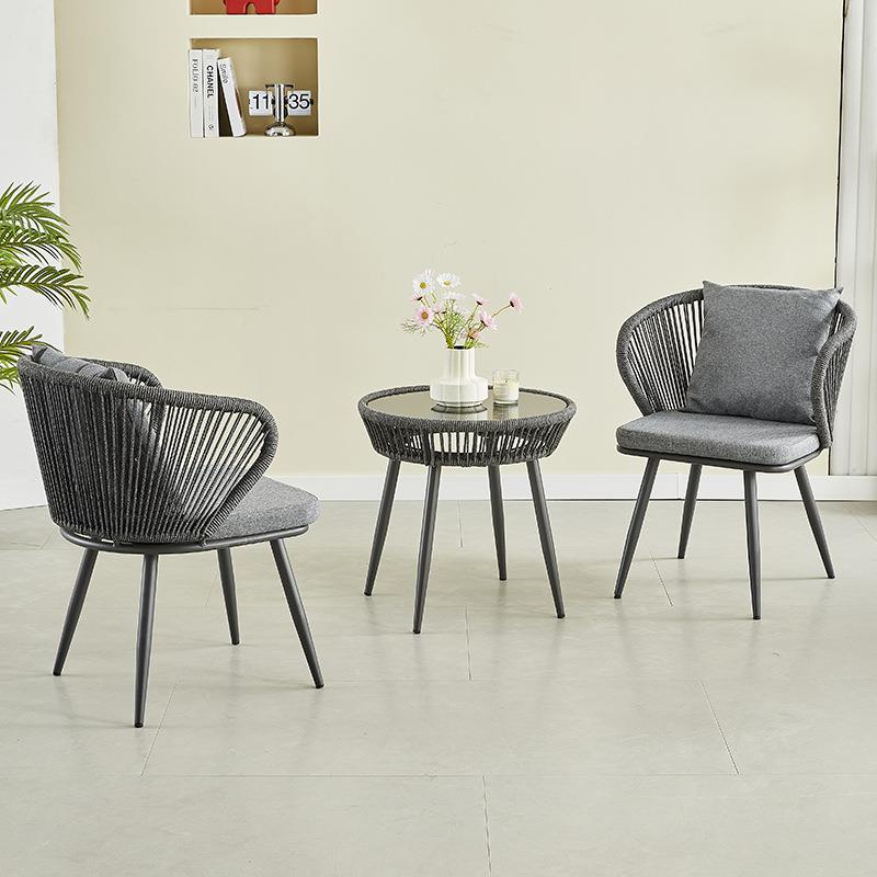 餐厅露台阳台室外椅子小花园咖啡厅组合桌椅庭院休闲靠背藤编椅