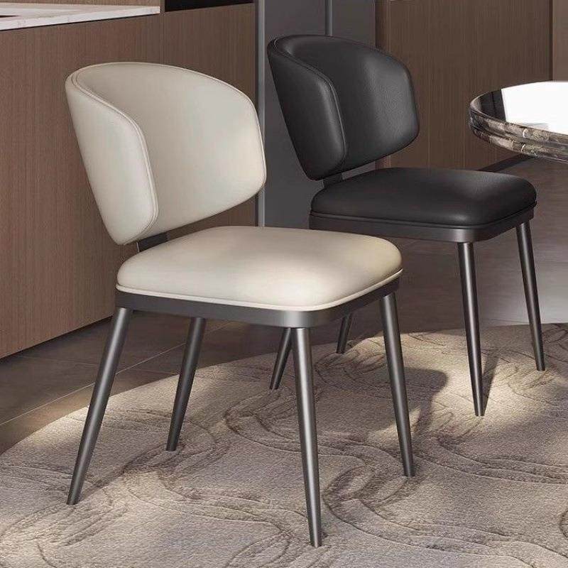 意式极简真猫爪皮餐椅现代简约轻奢高端家用餐桌酒店餐厅靠背椅子