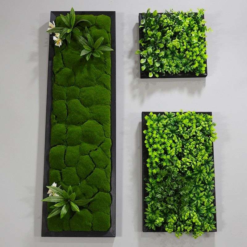 立体植物墙仿真多肉壁挂墙壁绿植墙面装饰假花相框公司鹿头
