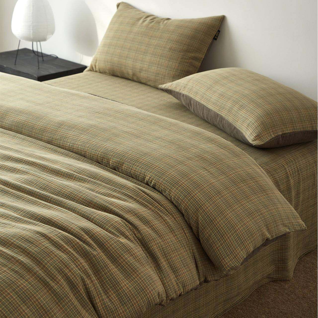 A类极简现代风全棉色织双层纱三四件套柔软亲肤透气床上用品家纺