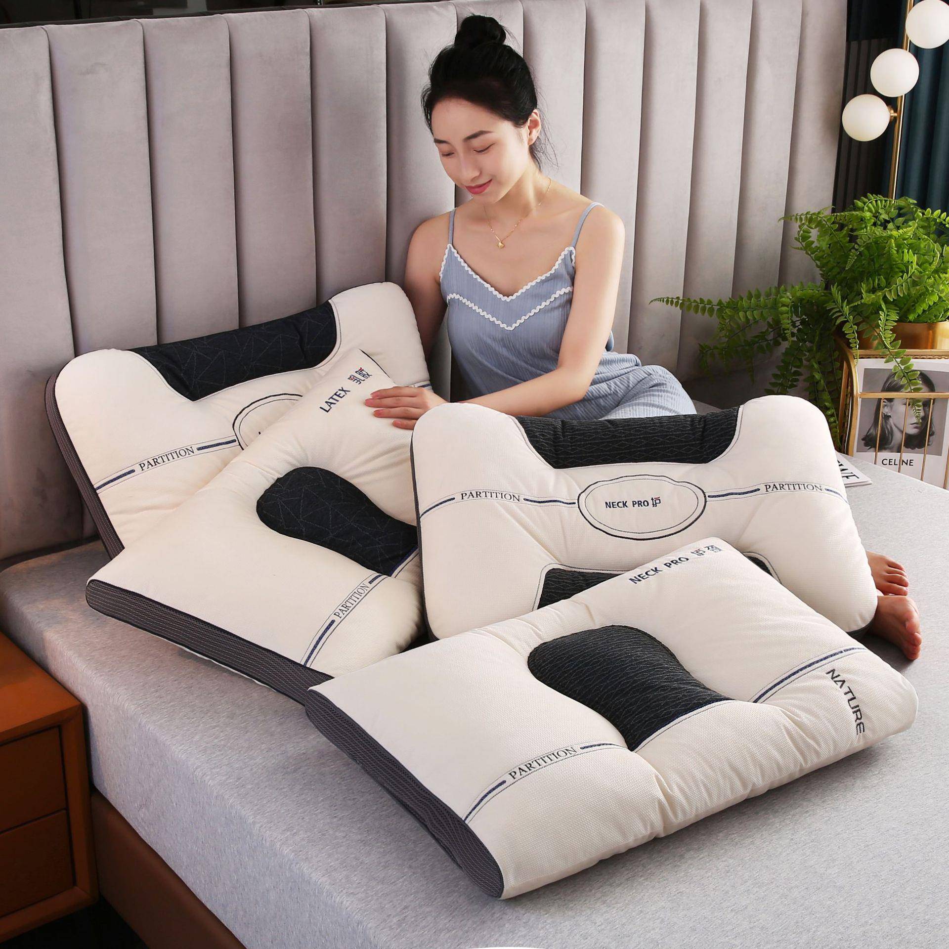 枕头护颈椎枕芯不易塌陷助睡眠家用枕头芯学生宿舍单人一对整头