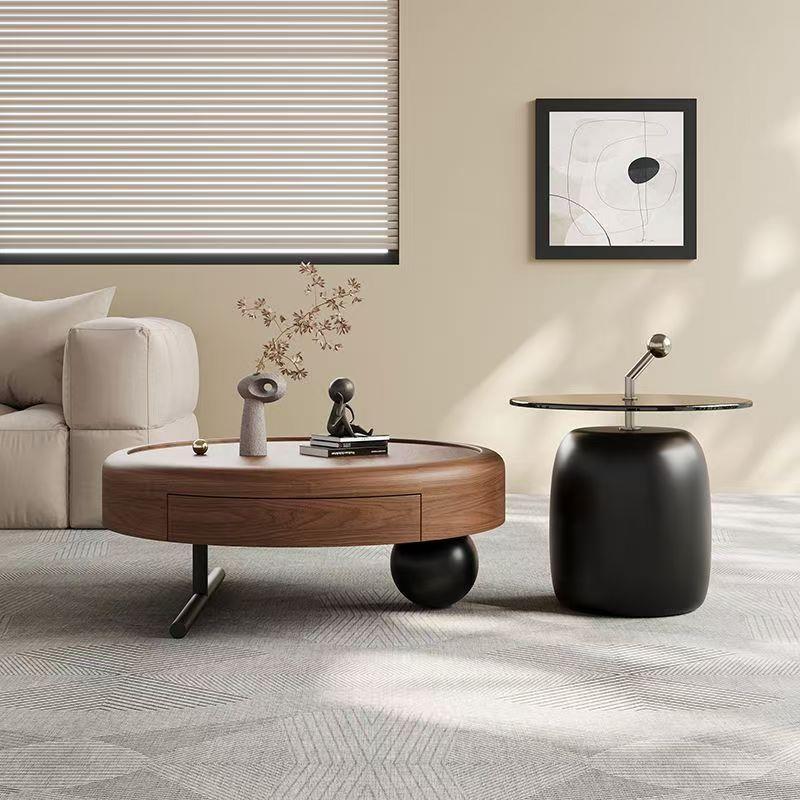 设计师意式轻奢圆形茶几组合艺术创意客厅家用现代简约茶几小户型