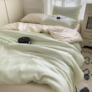 夏季轻奢冰丝四件套双面水洗真丝被套夏天凉感学生宿舍三件套