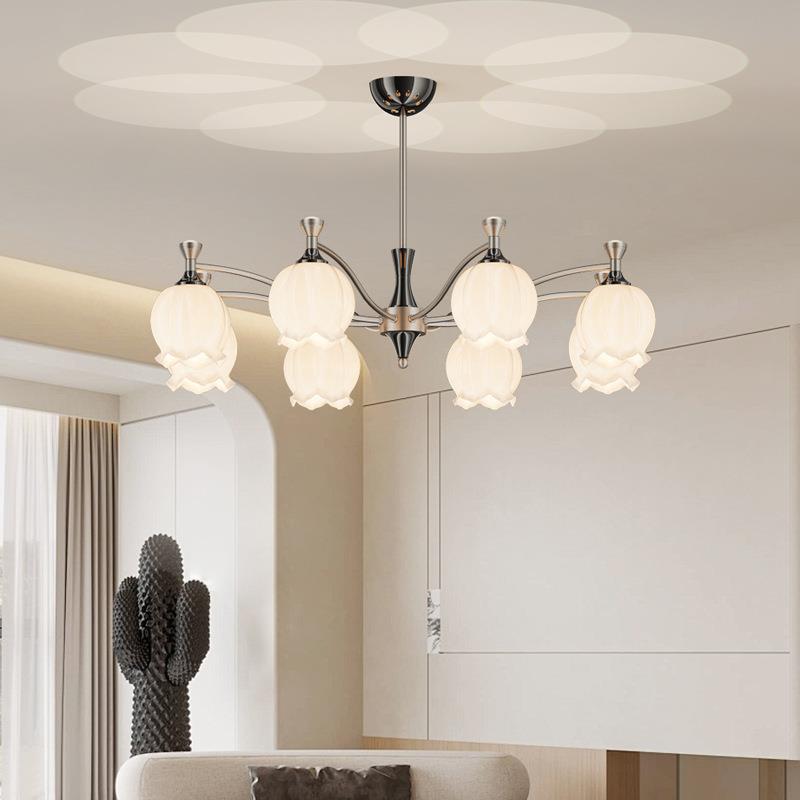 光影柿子客厅吊灯2025年新款法式中古风大气创意花苞中古中山主灯