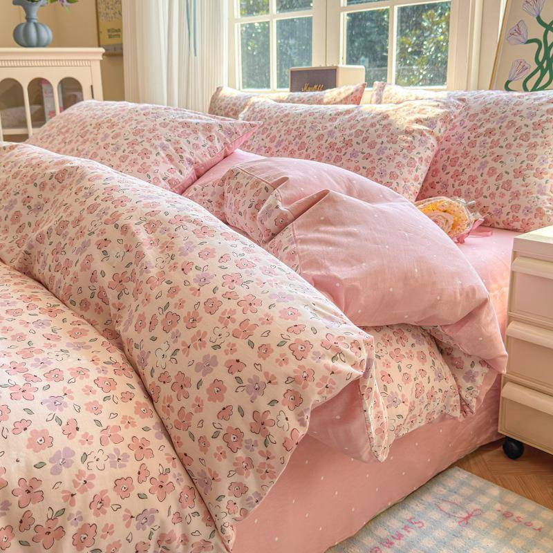 小清新纯棉被套单件春季全棉被罩三件套宿舍单人被套三件套南通