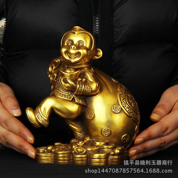铜猴子家居客厅装饰品十二生肖福袋摆设金属工艺品摆件
