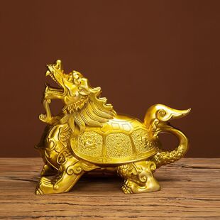 纯黄铜八卦龙龟摆件头工艺品玄关客厅装饰礼四象全方兽福禄