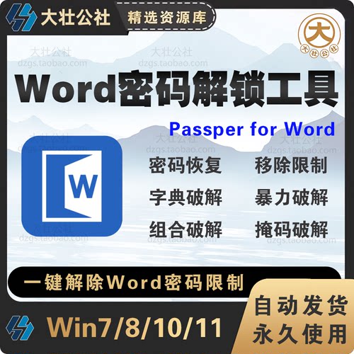 新版Passper for Word for Win Word密码移除文件解锁绿色版