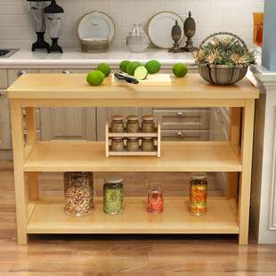 定 制全实木桌子餐桌简易长桌子双层多层储物桌家用厨房切菜小桌