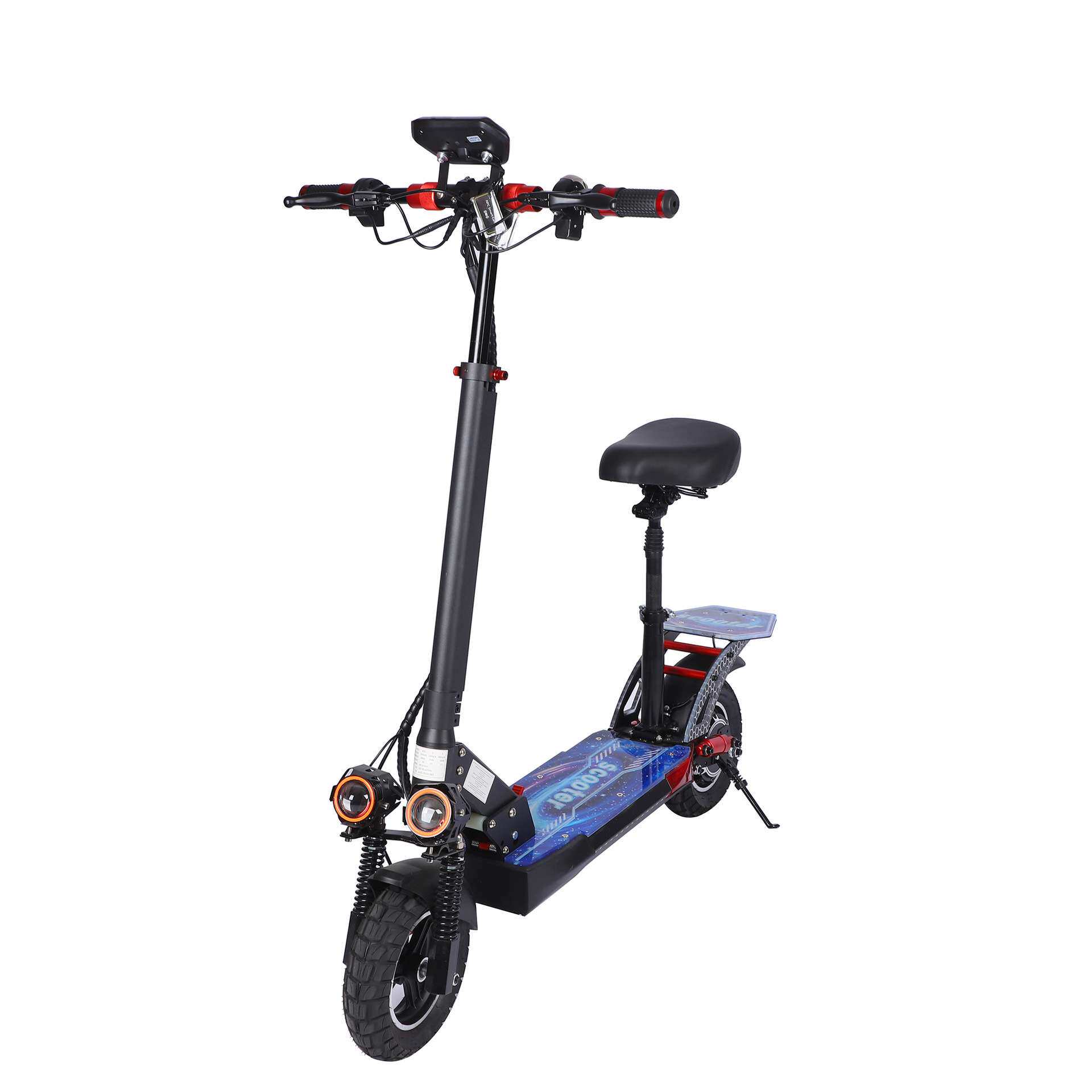 电动滑板车带发光板scooter10寸越野减震折叠成人代步车