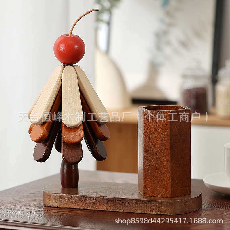筷筒实木创意胡桃色一棵树隔热垫圣诞树隔热餐桌垫家用杯垫砂锅垫