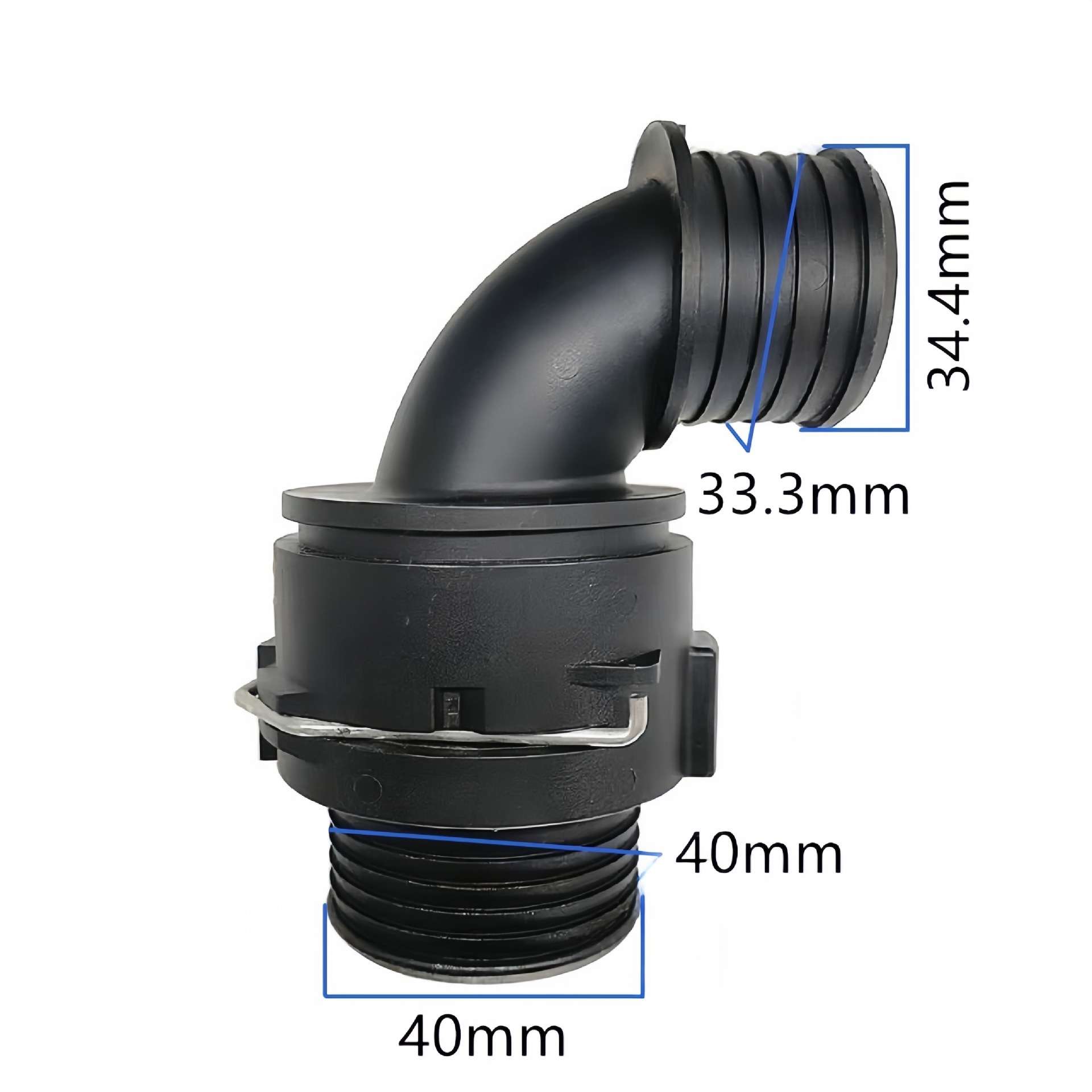 NW32接头38MM弯头冷却水管接头外径约40mm 塑料黑色暖风管阴接头