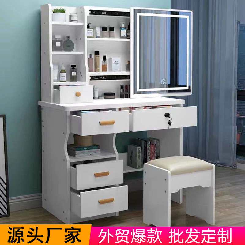 热销梳妆台推拉镜小户型化妆台一体柜多功能化妆桌子外贸 LED