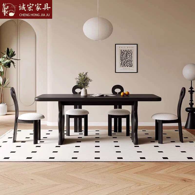 诚宏北欧小户型餐桌带椅子家用实木餐桌椅组合白蜡木长方形吃饭桌