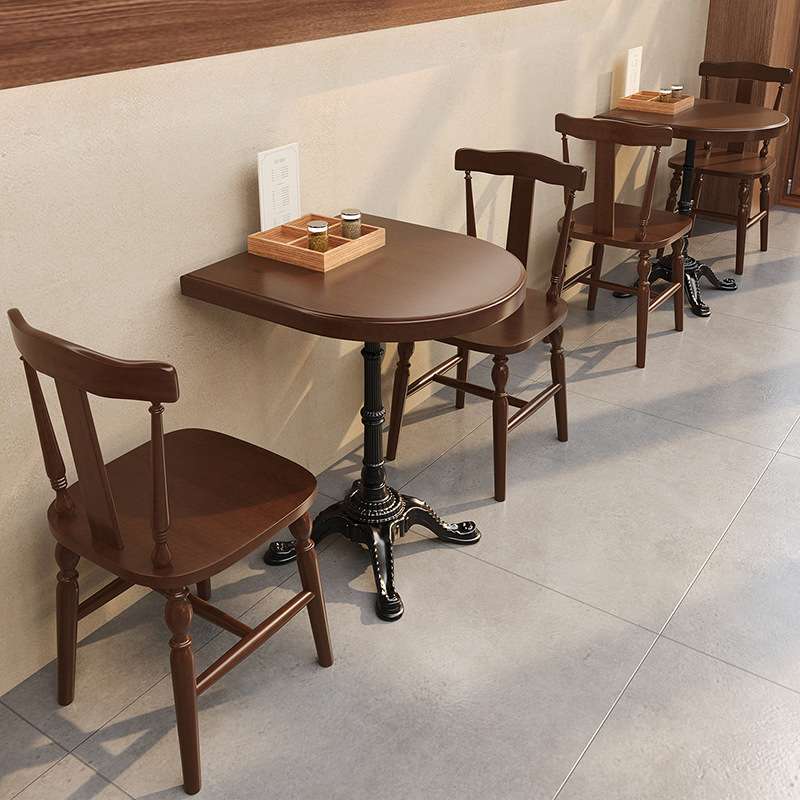 商用餐厅奶茶店桌椅组合洽谈美式复古咖啡厅西餐厅实木餐桌餐椅子