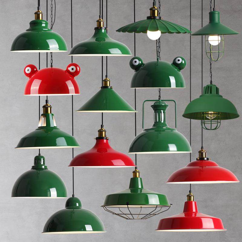 港式复古工业风墨绿色创意个性火锅店餐饮店饭店怀旧红色灯罩吊灯,家装灯饰光源,智能吊灯,淘宝优惠券,粉丝福利购,淘宝优惠卷