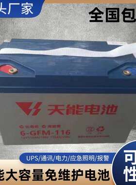 天能蓄电池6-GFM-116电动叉车三轮篷车专用免维护蓄电池12V116AH