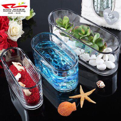 玻璃超白金鱼缸摆透明水培植物器 放长方形包邮花瓶桌面容水族箱