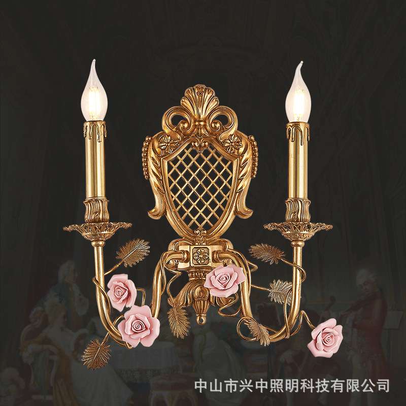欧式全铜客厅壁灯古典别墅酒店大厅装饰灯具法式宫廷卧室床头灯