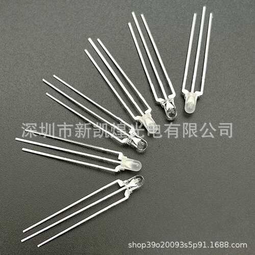 LED插件3MM黄普绿双色灯珠黄黄绿双色发光管共正极共负极雾状透明