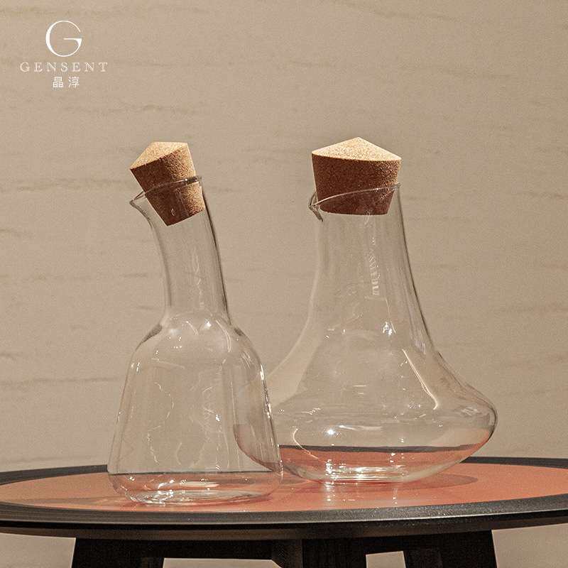 晶淳 现代极简风带瓶塞冷水壶 醒酒器玻璃酒壶家用 客厅餐桌摆件