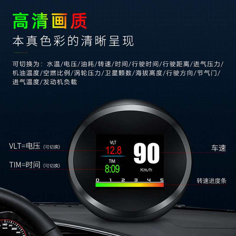 SPR P11车载hud抬头显示器obd gps行车电脑仪表便携式液晶显示器