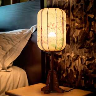 新中式台灯卧室床头灯复古中国风客厅书房手绘实木禅意茶室氛围灯