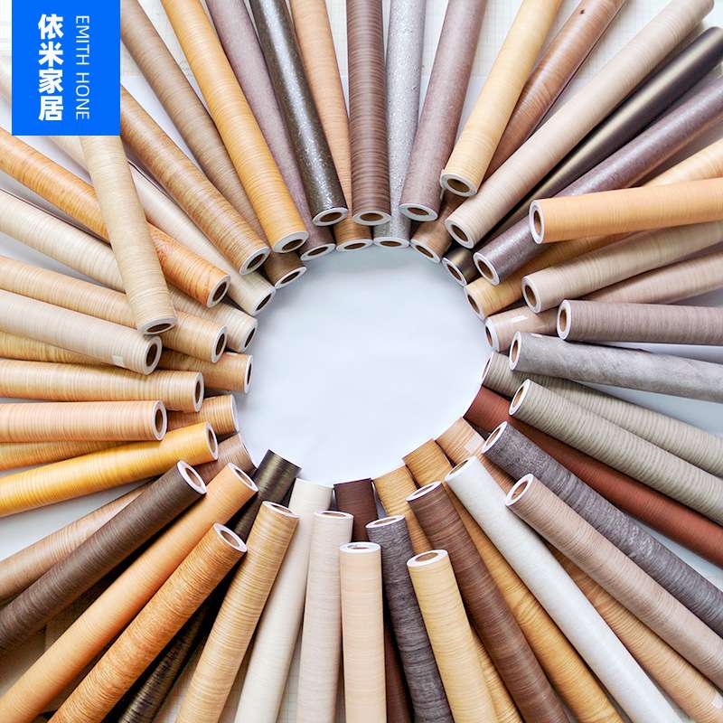 木纹波音软片自粘墙纸壁纸展柜家具翻新贴纸韩华导气槽木饰装饰膜