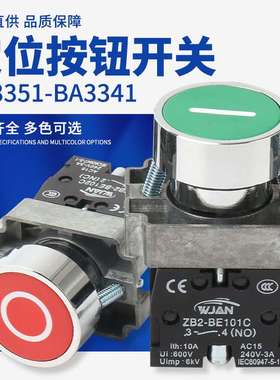 BA3351-BA3341定位按钮开关 自复位点动圆形平头符号开关22mm