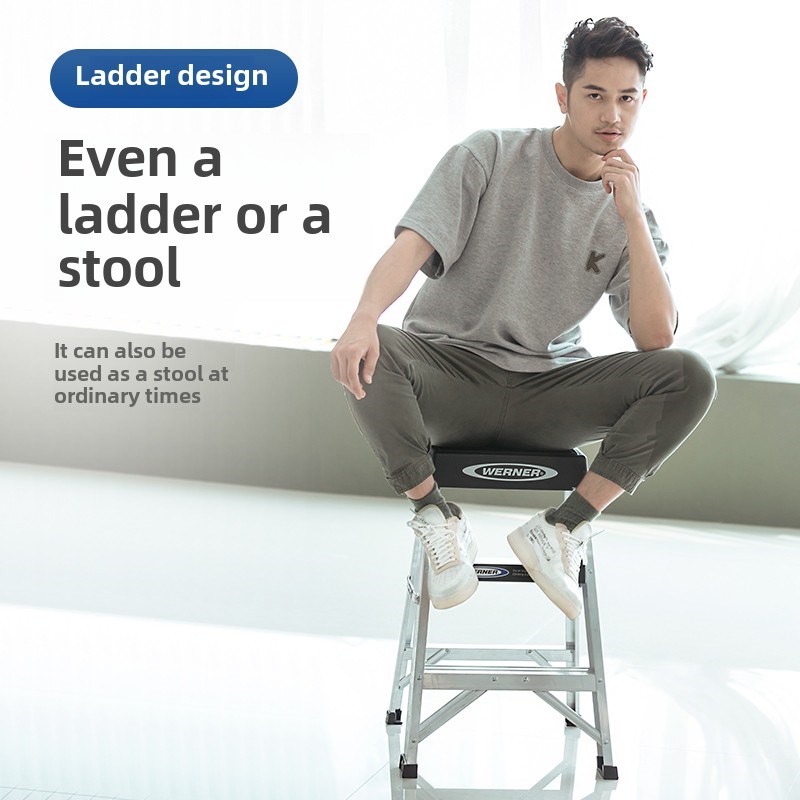 稳定家用b人字梯安全梯两步梯可折叠加厚铝合金踏步凳150Bcn