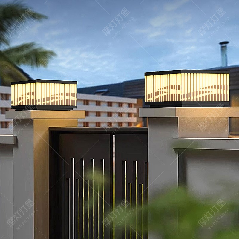 太阳能柱头灯户外庭院围墙门柱A别墅院子大门口大门两侧柱子接电