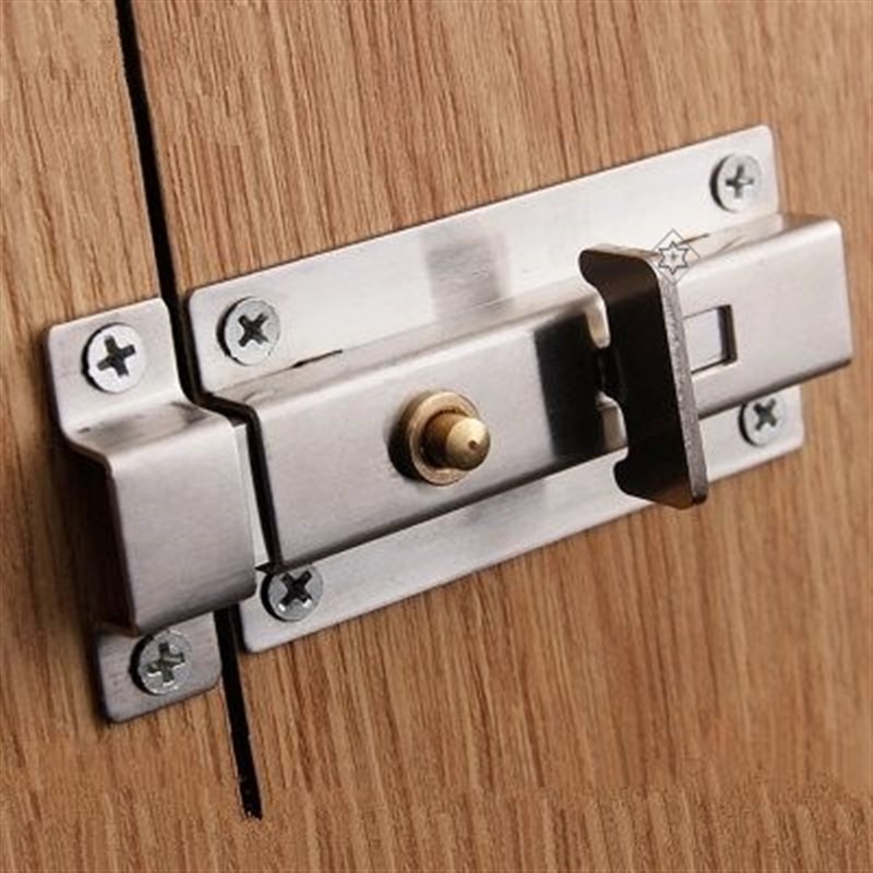 仿古插栓不锈钢插销房门免打孔直角方H便车库销锁室内地锁简易门