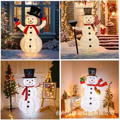 跨境伸缩折叠圣诞雪人灯串户外防水节日装饰灯Snowman Decoration