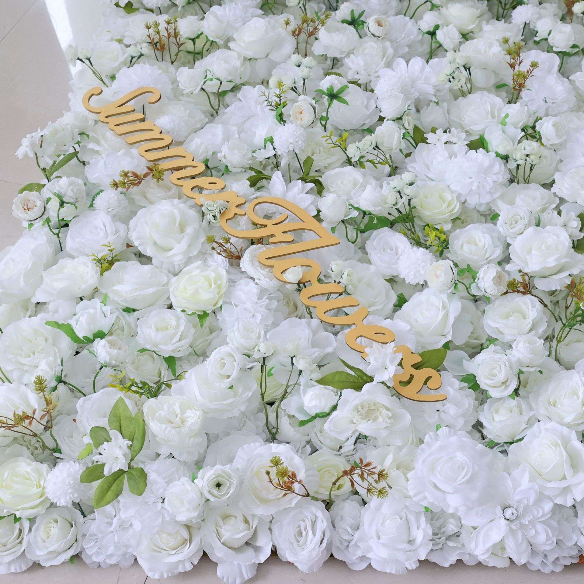 CB-342  白色仿真花墙花墙婚礼装饰 人造丝玫瑰花面板背景花墙