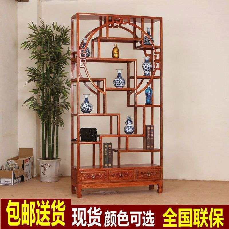 博古架实木中式茶架书架酒柜花架多宝阁置物架客厅摆件仿古隔