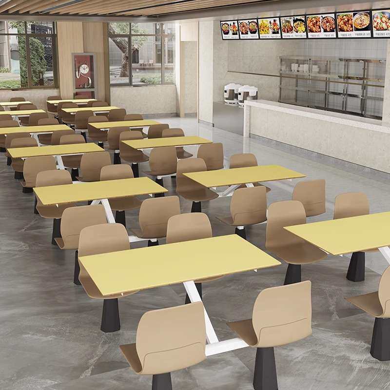 职员食堂餐桌椅公司饭店桌椅组合学校工厂食堂快餐店四人位餐桌椅