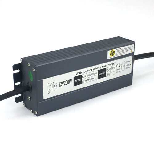 12v室外洗墙灯水景灯LED电源12V200W带PFC防水电源厂家直销宽压