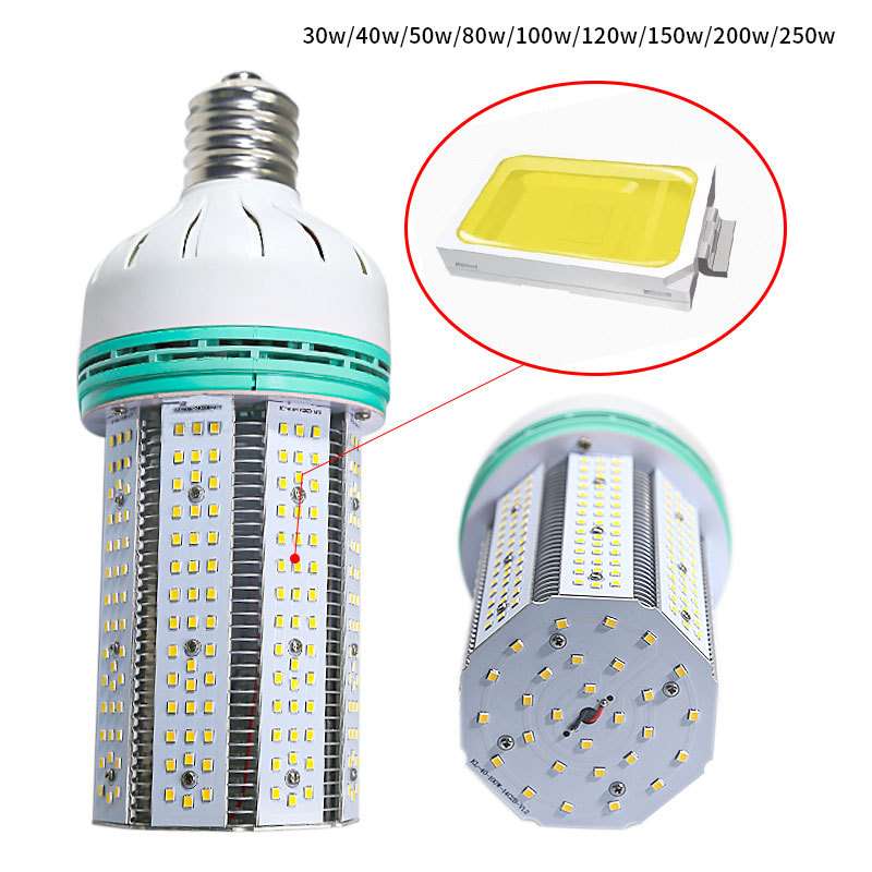 led高亮贴片SMD鳍片内置风扇60w100w200wE40E27 玉米灯庭院路灯泡