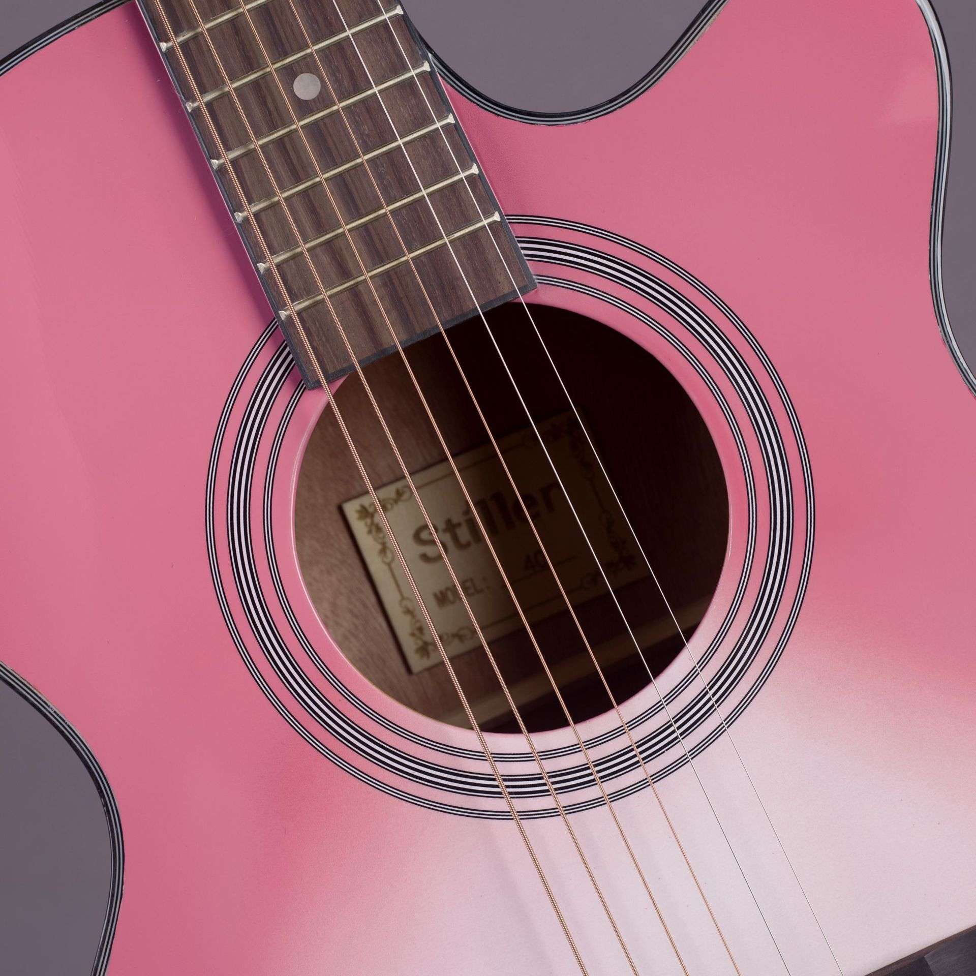 40寸亮光民谣吉他 云杉沙比利guitar粉蓝色木吉他无标A桶原声乐器