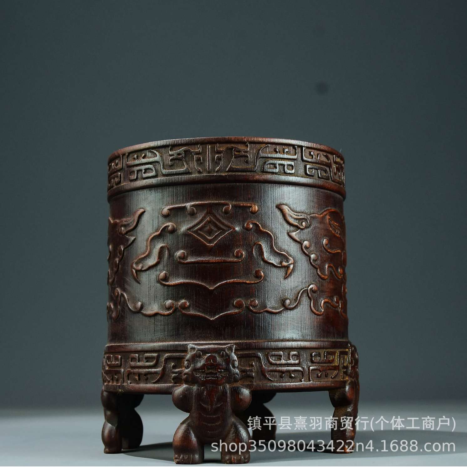 馆藏文案陈设大量 仿古竹雕笔筒木雕手工雕刻厂价檀香