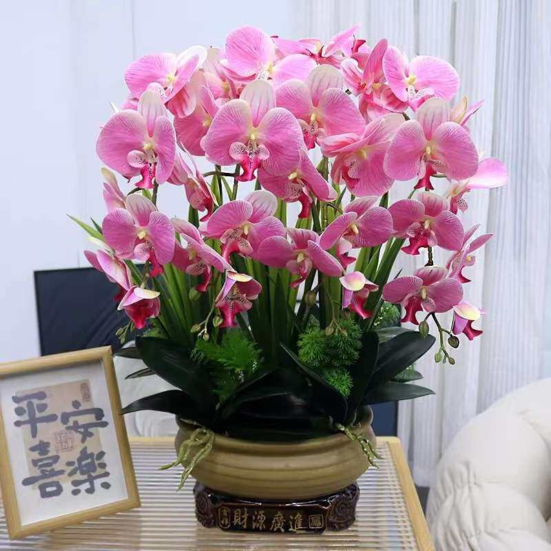 花特大号手感PU蝴蝶兰客厅装饰花电视柜玄关假花店铺前台摆件